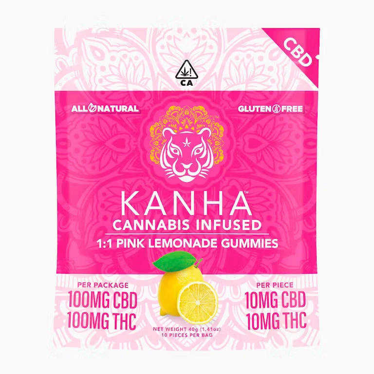 KANHA - Kanha - Pink Lemonade - 10mg CBD, 10mg THC Gummies Main Image