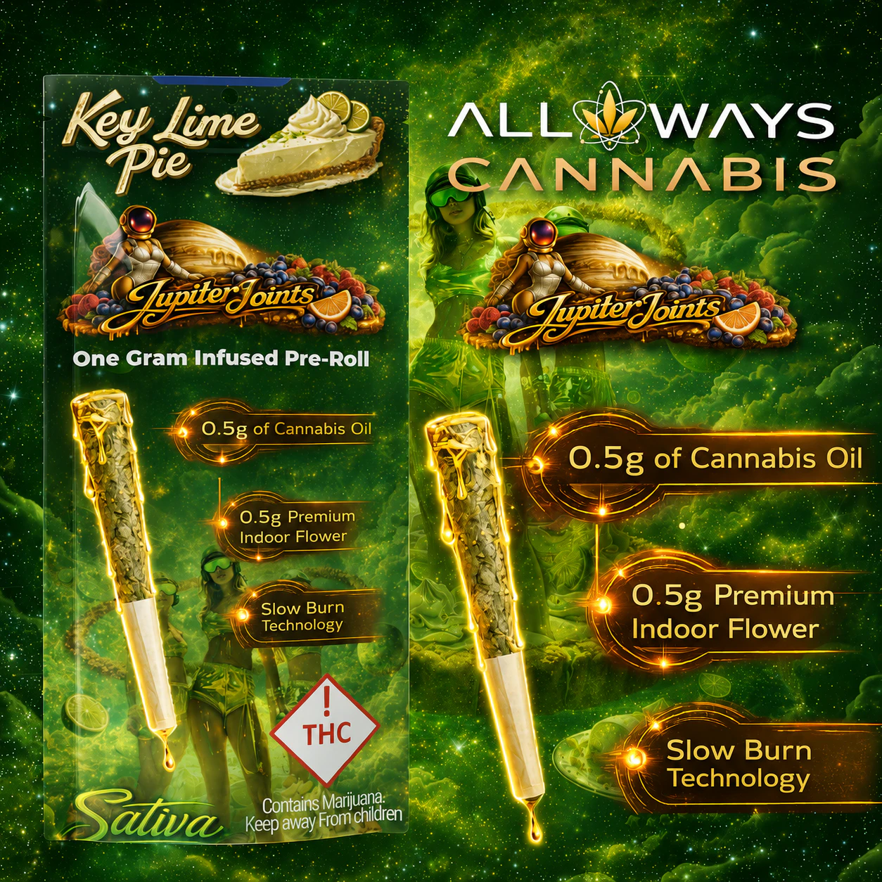 All Ways Aeroponics - All Ways Aeroponics - Key Lime Pie (S) Jupiter Joints Infused 1g Main Image