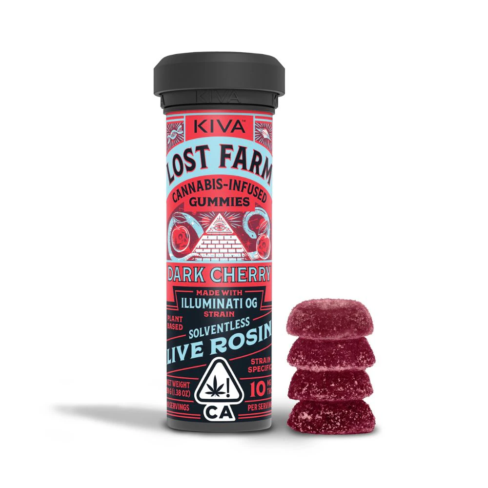 Lost Farms - Lost Farm  | Dark Cherry Illuminati OG | Live Rosin Gummies | [100mg] 10pk | Indica Main Image