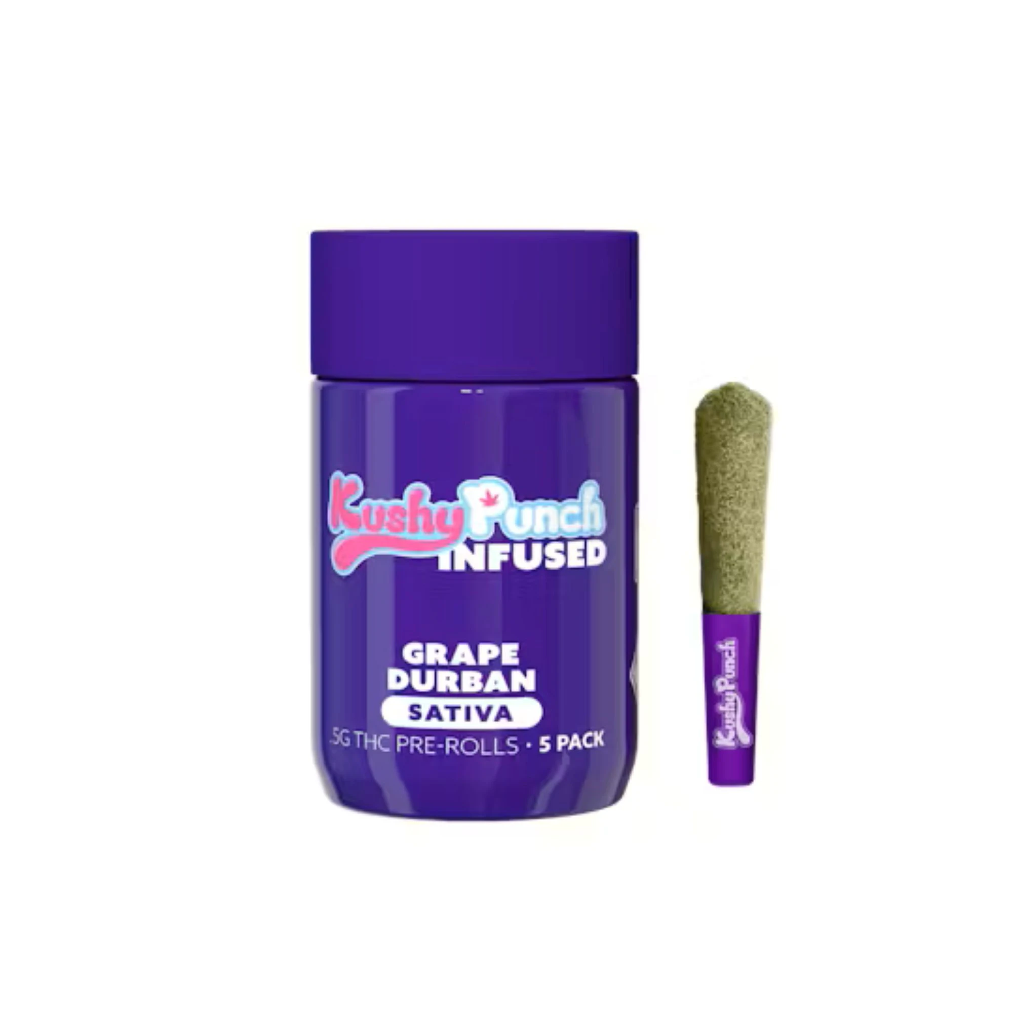 Kushy Punch - Kushy Punch Infused 5pk Prerolls 2.5g Grape Durban Main Image