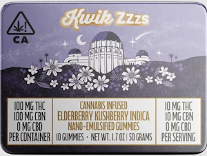 Kwik Zzzs | Elderberry | 1:1 THC:CBD Nano Gummies | 100mg