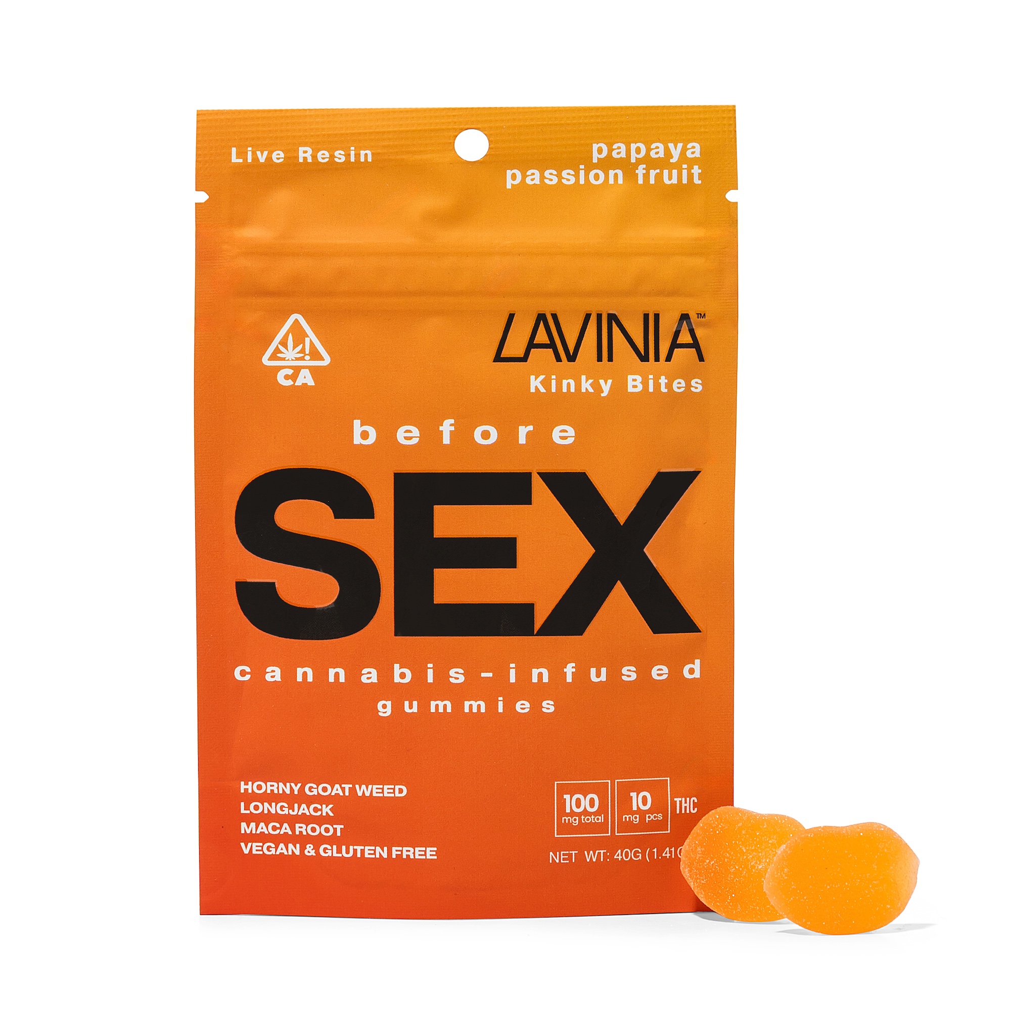 LAVINIA | Kinky Bites| Before SEX | Papaya Passion Fruit | Live Resin Gummies