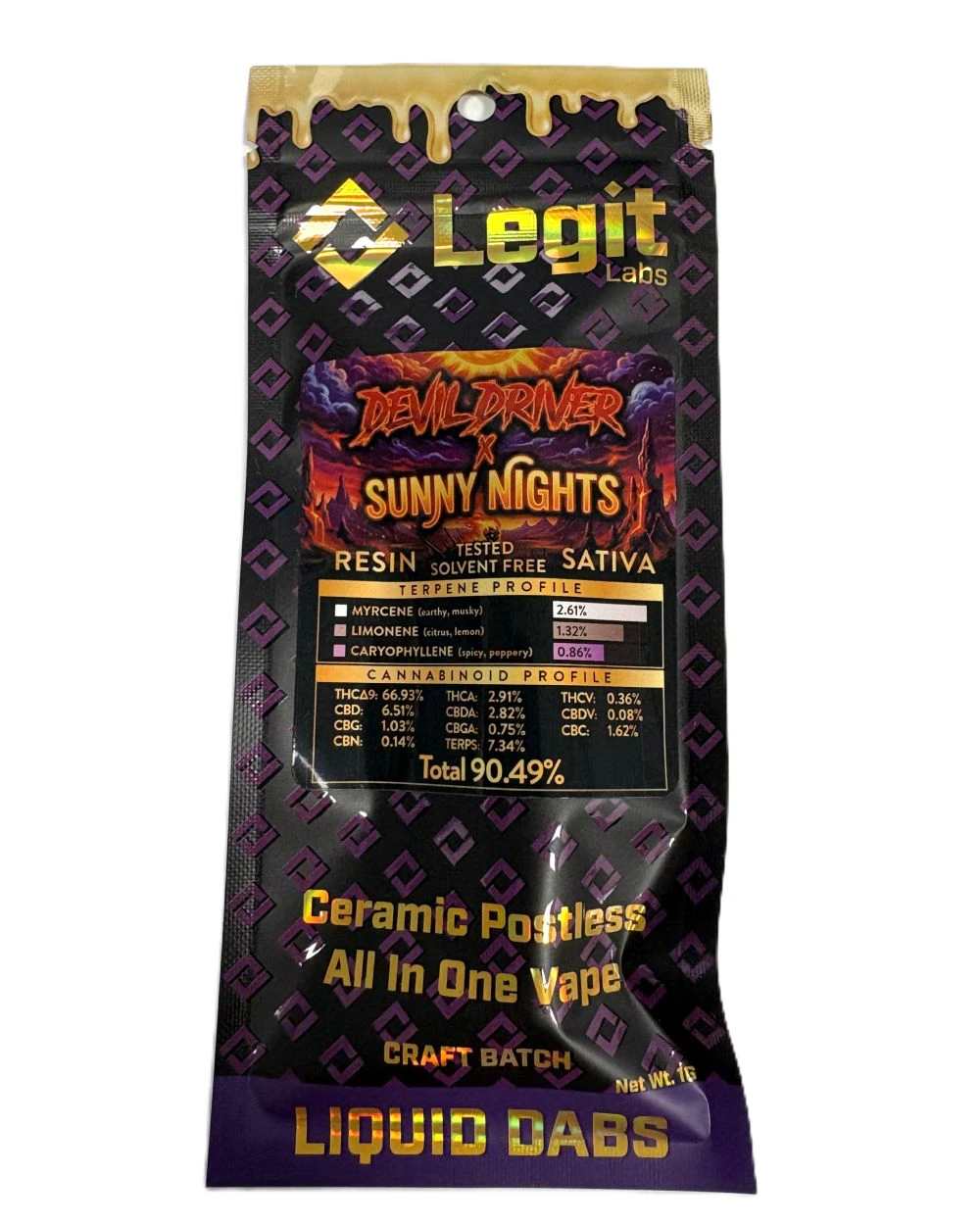 Legit Labs - Legit Labs | AIO 1G Live Resin Disposable | Devil Driver x Sunny Nights Main Image