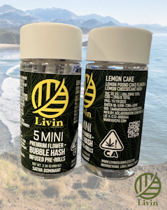 Livin Solventless - Lemon Cake - Infused Preroll - 5 Pack - 2.5g