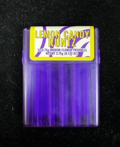 Runtz - Lemon Candy Runtz -Sativa- 26.43% THC | 5pk (Pre-Roll), 3.75g | Runtz      -w3 front