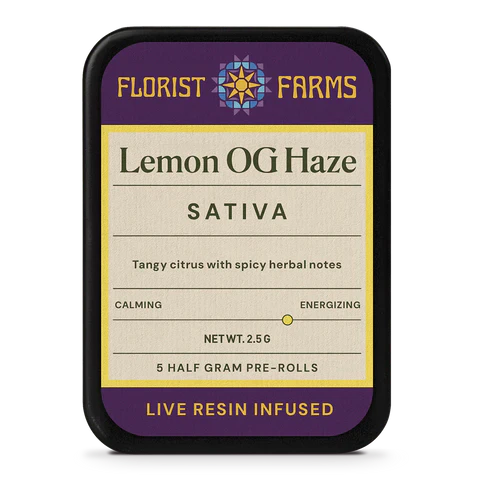 Florist Farms - Lemon OG Haze | Infused Pre rolls | 0.5g x 5pk | Florist Farms Main Image