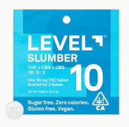 Level | Slumber | Single Tablet | 10:5:3 | THC:CBN:CBG | 10mg