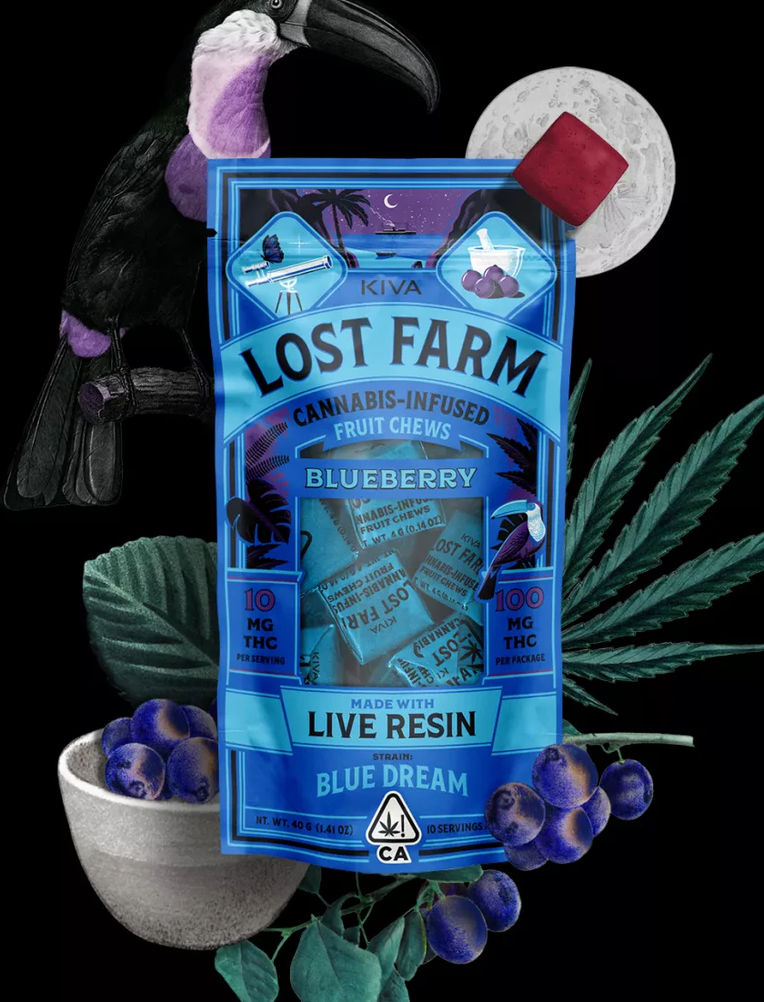 Lost Farm Chews - Lost Farm - 10ct. 100mg THC Live Resin Chews (Blue Dream) - Blueberry  Main Image