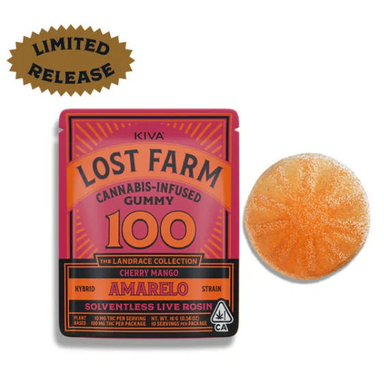 Kiva Confections - Kiva - Lost Farms - Hybrid - Cherry Mango Amarelo - 1pk - Live Resin Gummy - (100mg) Main Image