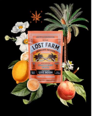 Lost Farm - Tropical Lemonade x Ztrawberry Guava -Hybrid- 100mg 10pk Live Rosin Gummies (Edibles) |  Lost Farms      -X9 FRONT