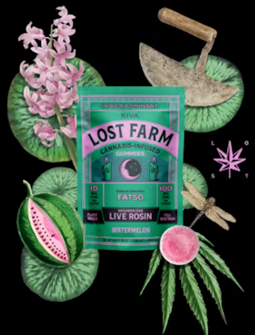 Lost Farm - Lost Farms | Watermelon x Fatso -Indica- 100mg 10pk Live Rosin Gummies (Edibles) |      -W9 FRONT