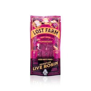 LOST FARM - LOST FARM - Edible - Pomberry - Kush Mints Punch - Live Rosin - Fruit Chews - 100MG