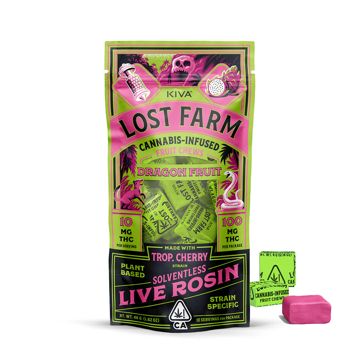 Kiva Lost Farm - Lost Farm - 100mg Chews (Dragon Fruit-Sativa) Main Image