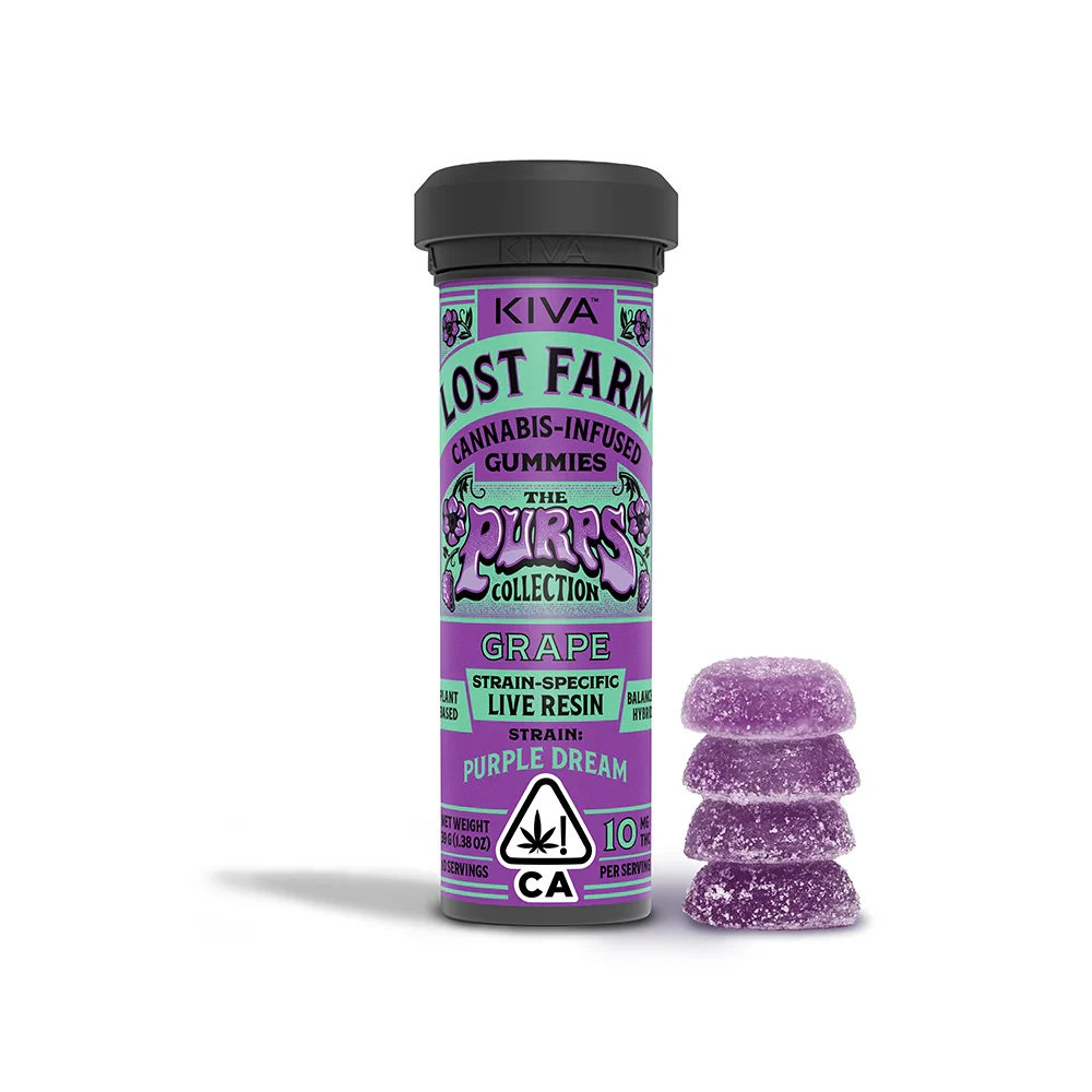Kiva Confections - LOST FARM - GRAPE GUMMIES 100MG - KIVA CONFECTIONS Main Image
