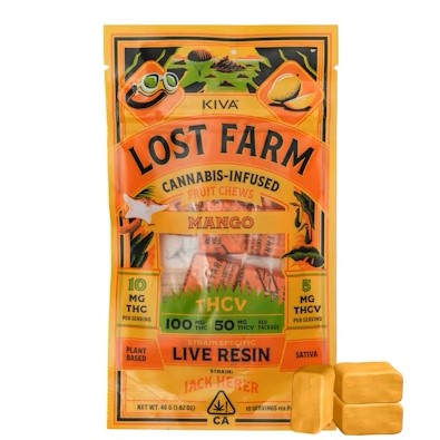 LOST FARM - MANGO THCV CHEWS 100MG - KIVA CONFECTIONS - S