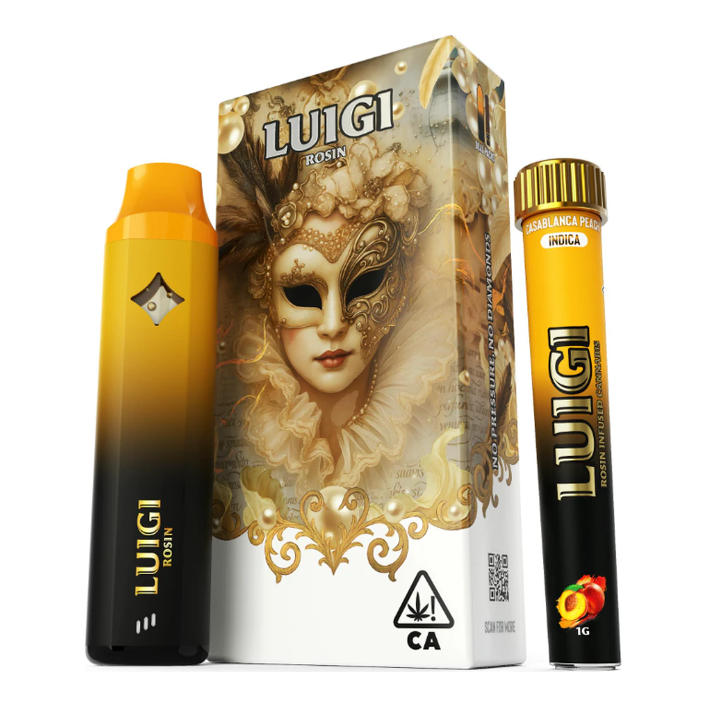 Luigi - Luigi | Casablanca Peach | Rosin All-In-One Vape 1g + Infused Bubble Hash Rosin Preroll Blunt 1g Main Image
