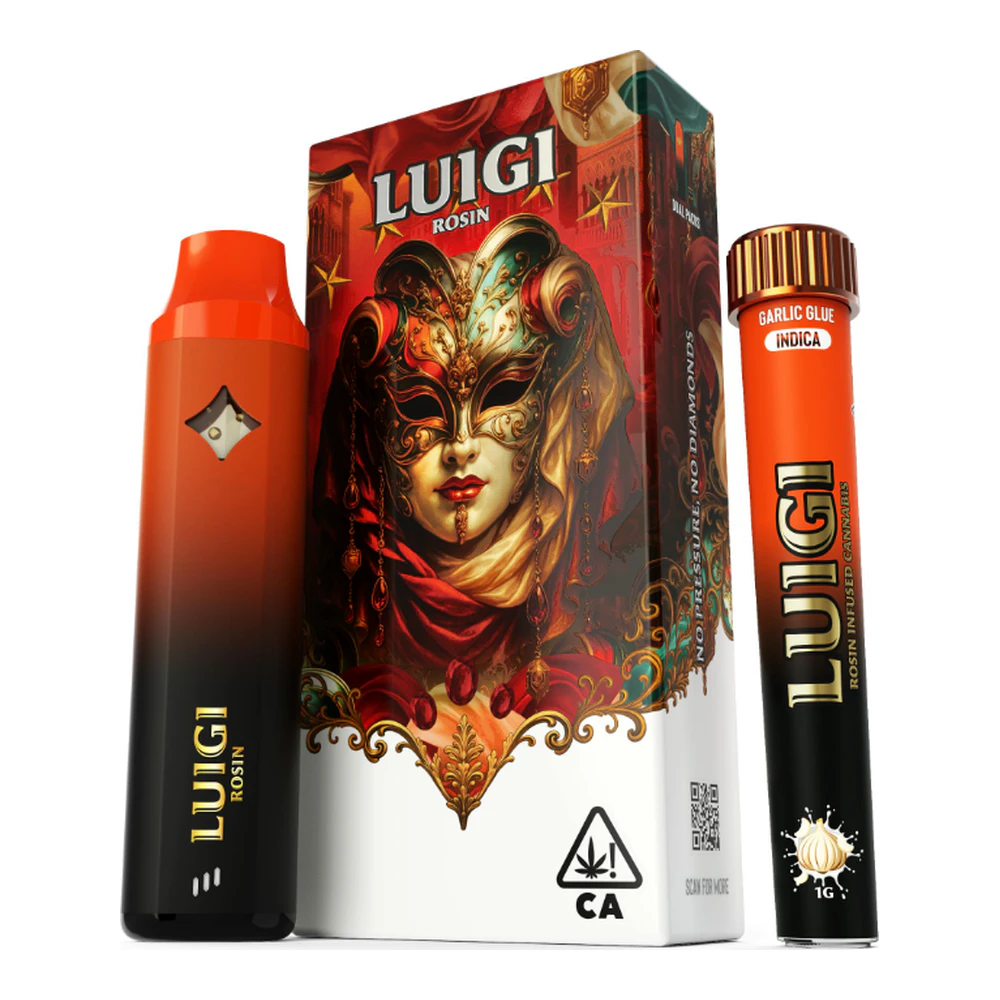 Luigi - Luigi | Garlic Glue | Rosin All-In-One Vape 1g + Infused Bubble Hash Rosin Preroll Blunt 1g Main Image