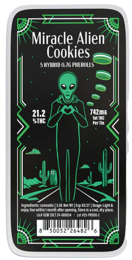 High Falls Canna NY - MAC (Miracle Alien Cookies) - 5 Pack Pre Roll - .7G (3.5G) Main Image