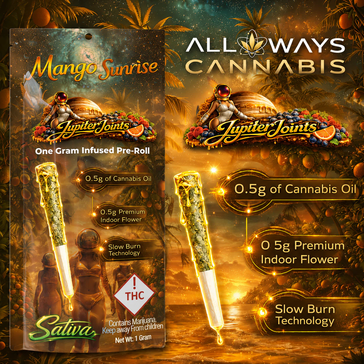 All Ways Aeroponics - All Ways Aeroponics - Mango Sunrise Kush (S) Jupiter Joints Infused 1g Main Image