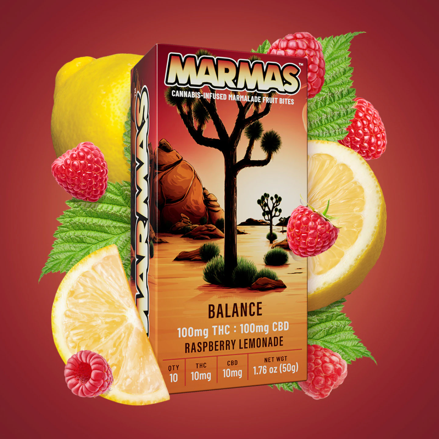 Marmas - Marmas - Raspberry Lemonade - 100mg THC/100mg CBD Gummies - 10pk Main Image