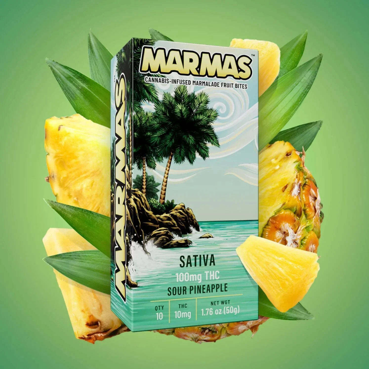 Marmas - Marmas - Sour Pineapple - 100mg THC Gummies - 10pk Main Image