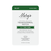 MARYS MEDICINALS | RELIEF 1:1 THC/CBD - TRANDERMAL PATCH | TOPICAL 