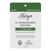 Mary's Medicinals | 1:1 Transdermal Patch | 10pk | CBD:THC | 100mg