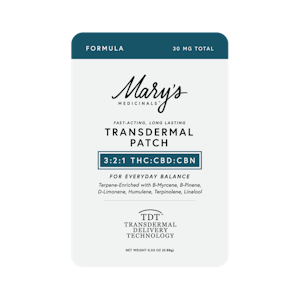 MARY'S MEDICINALS - MARYS MEDICINALS | FORMULA 3:2:1 THC/CBD/CBN - TRANSDERMAL PATCH | TOPICAL