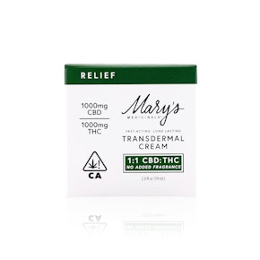 MARY'S MEDICINAL - Topical - Transdermal Cream - 1:1 CBD:THC - 2OZ - 1000MG