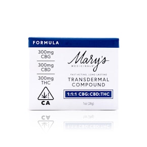 MARY'S MEDICINAL - Topical - Formula - 1:1:1 - THC:CBD:CBG - Transdermal Compound - 300MG