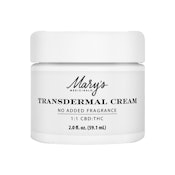 1:1 | CBD:THC TRANSDERMAL CREAM - FRAGRANCE FREE 2OZ - MARY'S MEDICINALS