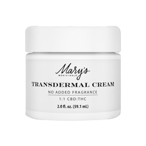 MARY'S MEDICINALS - 1:1 | CBD:THC TRANSDERMAL CREAM - FRAGRANCE FREE 2OZ - MARY'S MEDICINALS