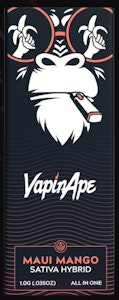 VAPIN APE - VapinApe- All in One- Maui Mango - Sativa- Distillate- Rechargeable-1g- 82.22%THC