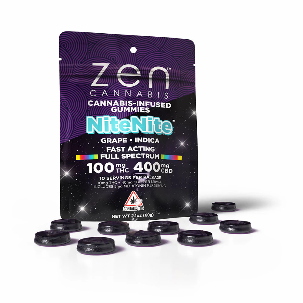 Zen Bar - Zen | NiteNite Grape 1:4 | 10mg Gummy | 10-Pack | 100mg Total THC 400mg CBD  | Full Spectrum | [I] Main Image