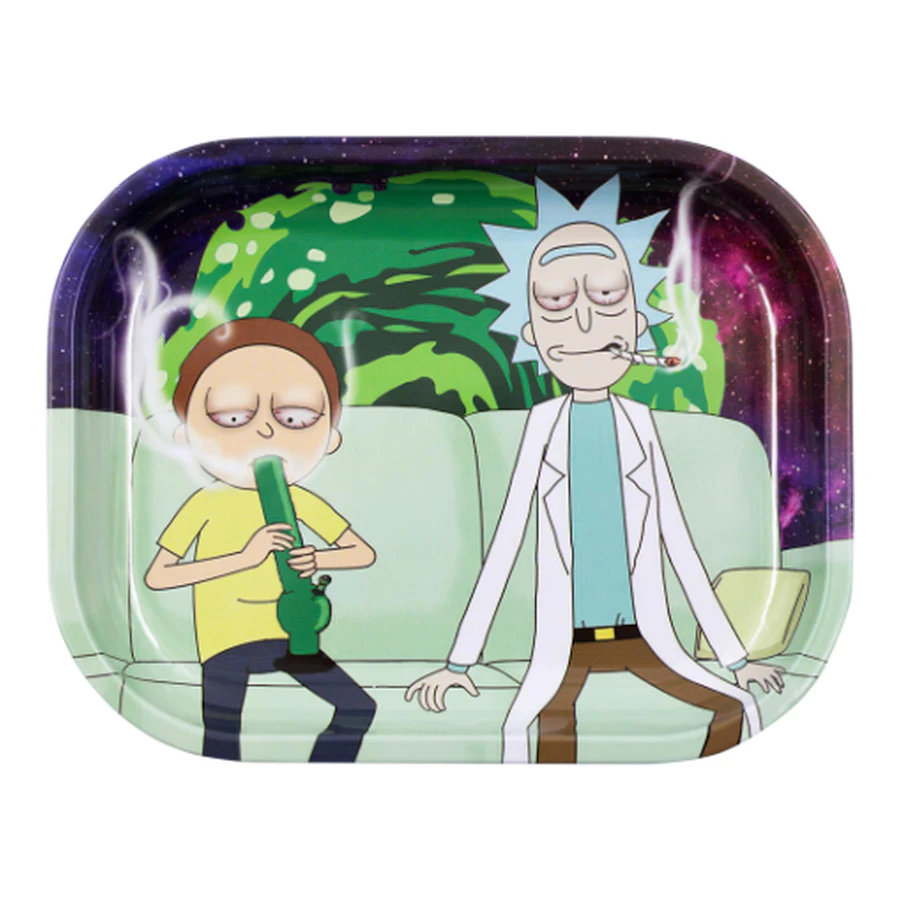 Medium Metal Rolling Tray Rick and Morty Couch Lock