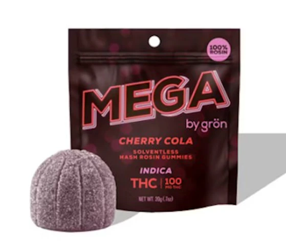 GRON - Cherry Cola -Indica- 100mg 10 Pack Solventless Hash Rosin Infused, (Edibles) | Mega     -qq4 front