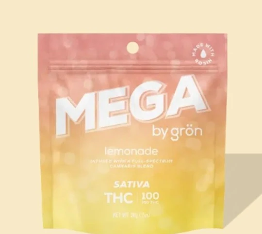 Grön Edibles - Lemonade -Sativa- 100mg 1 piece THC Gummy (Edibles) | Mega | Grön      -QQ3 Front