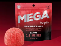 Vampire's Kiss -Sativa- 100mg 1:1 CBC / THC, 100mg 10 Pack (Edibles) | Mega | Grön  -qq2 front