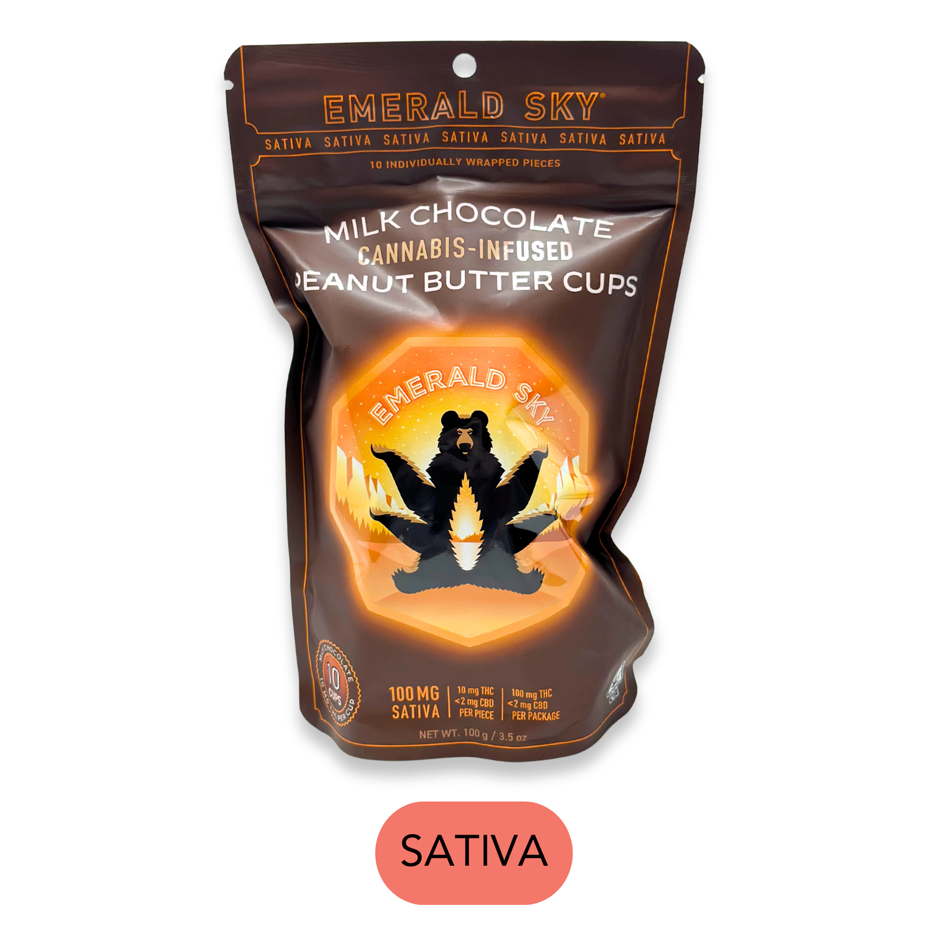 Emerald Sky - Emerald Sky - Peanut Butter Cups Sativa - Milk Chocolate - 10pk - 100mg Main Image