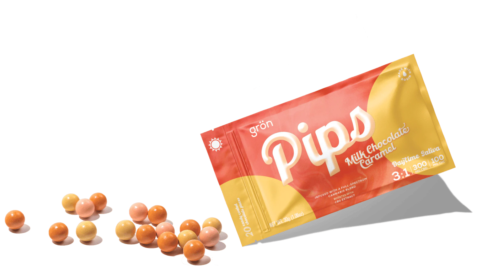 GRON - Milk Chocolate Caramel Pips - Daytime Sativa CBG Main Image