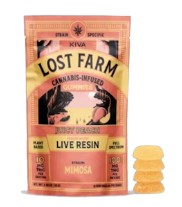 Kiva Confections - Lost Farm Juicy Peach x 'Mimosa' Live Resin - 100mg