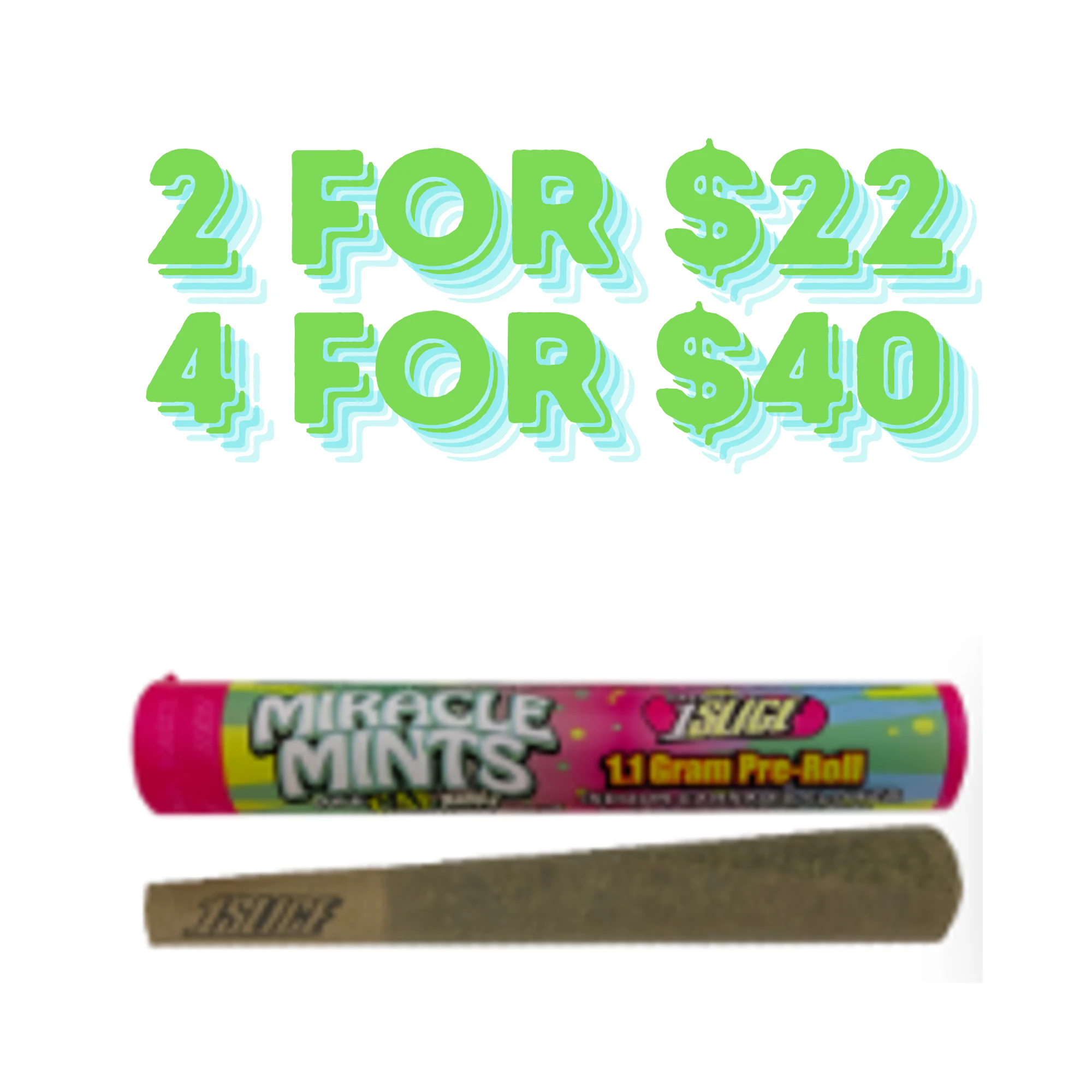 1Slice - 1Slice - Miracle Mints - 24.90% THC - 1.1g - Pre-Roll Main Image