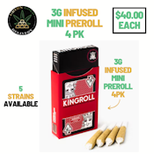 Kingroll Jr: Mango Kush x Cannalope Kush Infused Mini Pre Rolls 4 Pk