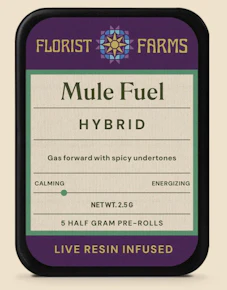 Florist Farms | Live Resin Infused | Mule Fuel | 1/2 Gram Joints | 5pk