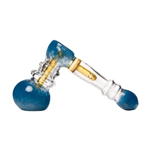 HUMAN GRADE - LIGHT BLUE WITH AMBER FRIT HAMMER BUBBLER - HUMAN GRADE
