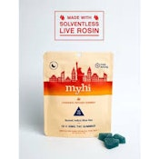 Sunset Indica Blue Raz | Solventless Live Rosin | Gummies | 100mg/10pk (MyHi)