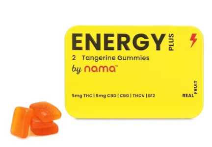 Nama - Nama - Energy Plus - 2 Tangerine Gummies (5mgTHC 5mgCBD 1mgCBG 1mgTHCV B12)