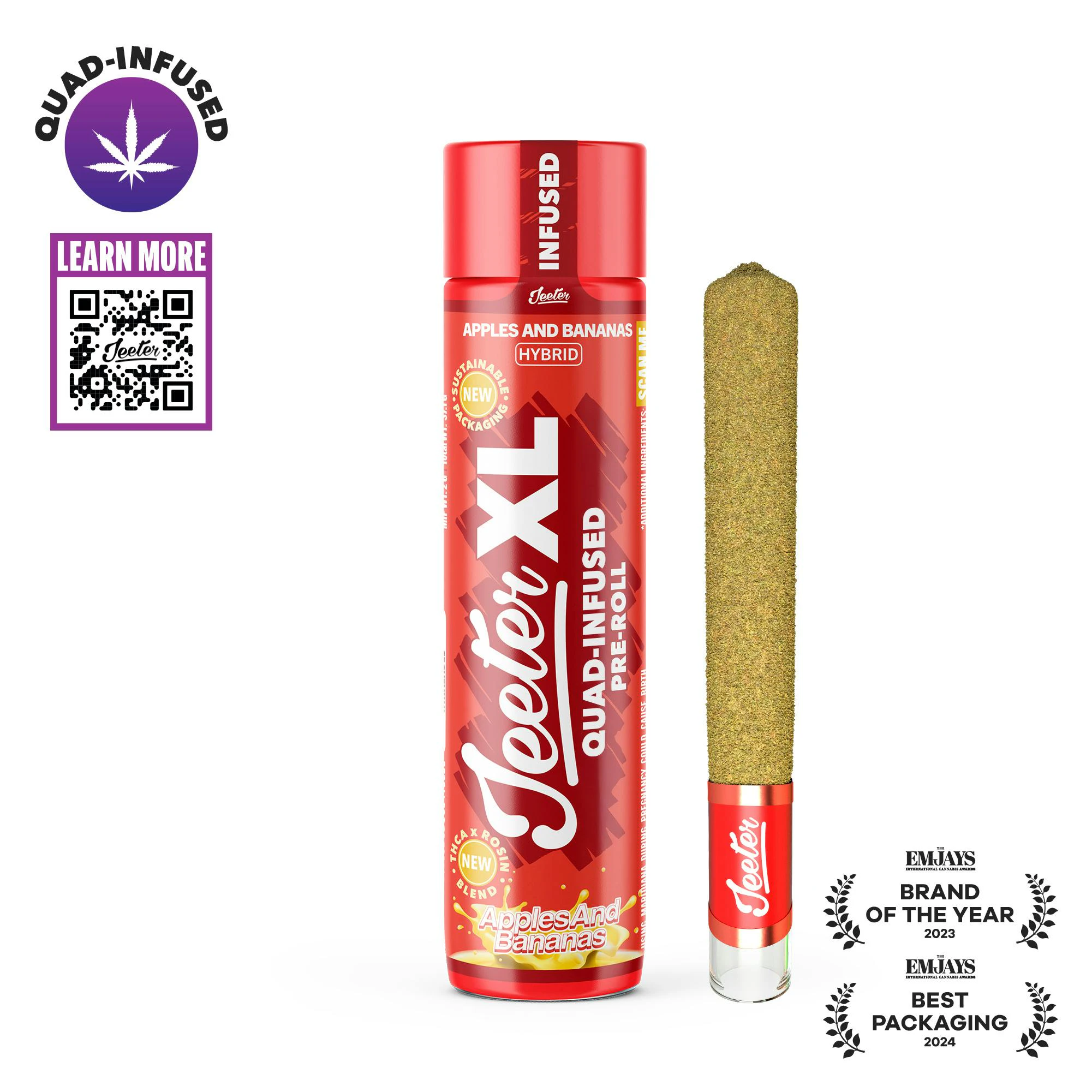 Jeeter - Jeeter XL Apples & Bananas (H) Rosin Infused Preroll 2g Main Image