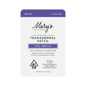 MARY'S MEDICINALS - Mary's Relax Indica Transdermal Patch 20mg