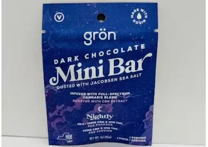 GRON Edibles - Gron | Dark Chocolate w/ Sea Salt Mini Bar | Nightly 1MG